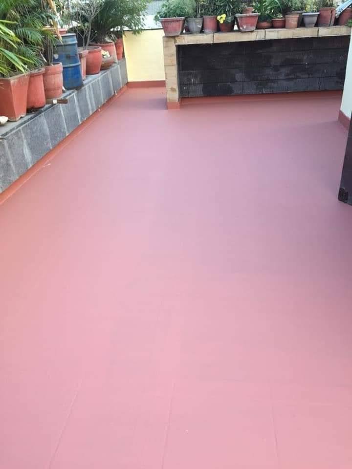 Waterproofed clean terrace surface